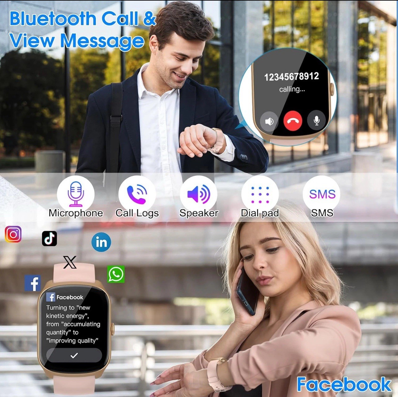 Smart Watch for Men Women, 1.95″HD Curved Screen Smartwatch (Dial/Answer Calls👑