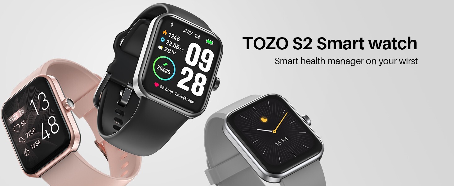 TOZO S2 44mm Smart Watch Alexa Built-in Fitness Tracker with Heart Rate and B…