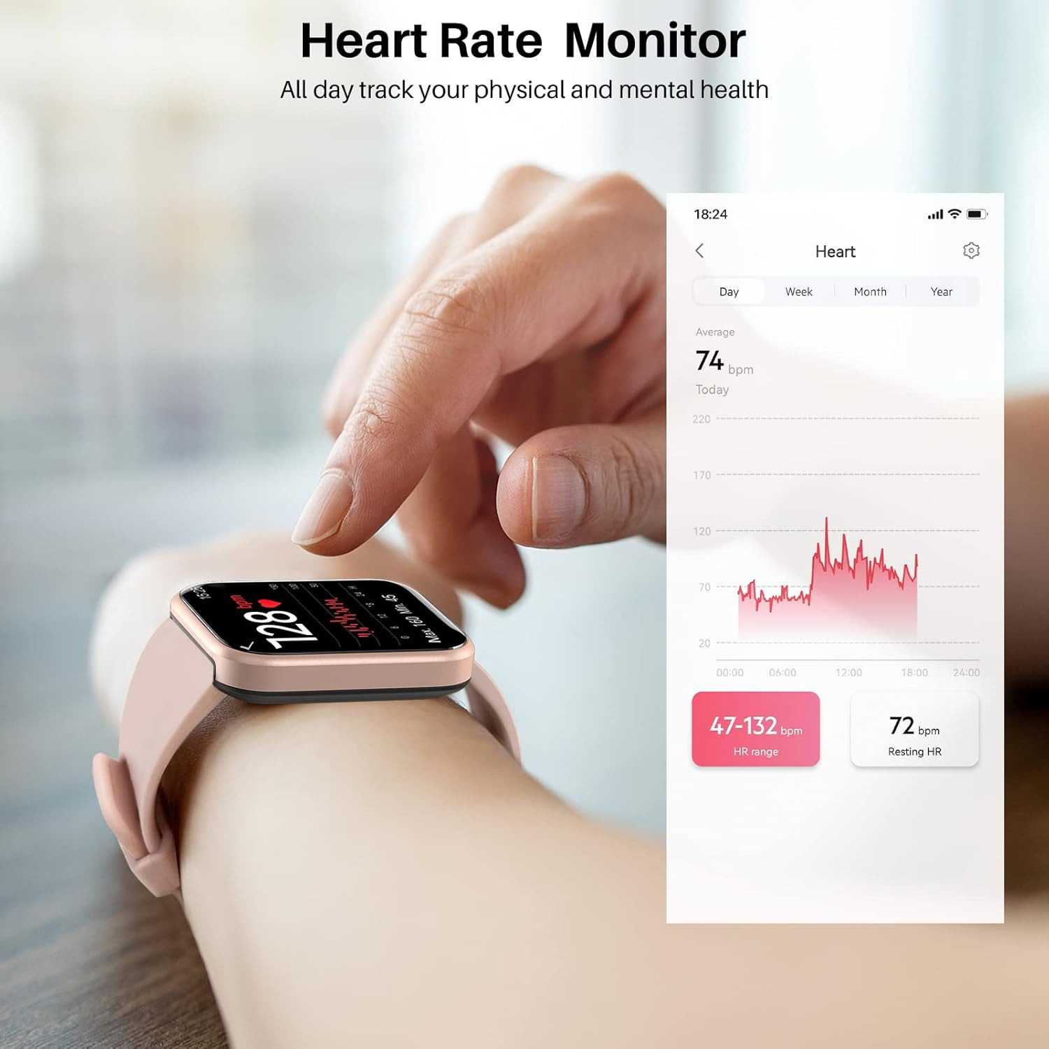 TOZO S2 44mm Smart Watch Alexa Built-in Fitness Tracker with Heart Rate and Bloo