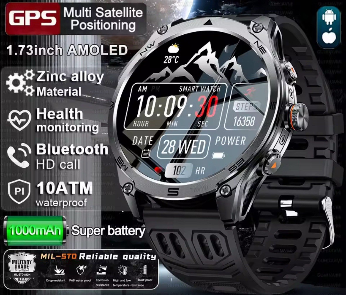 Ultra Military Grade Smart Watch 1000mAh Battery , 10ATM Waterproof , GPS Call