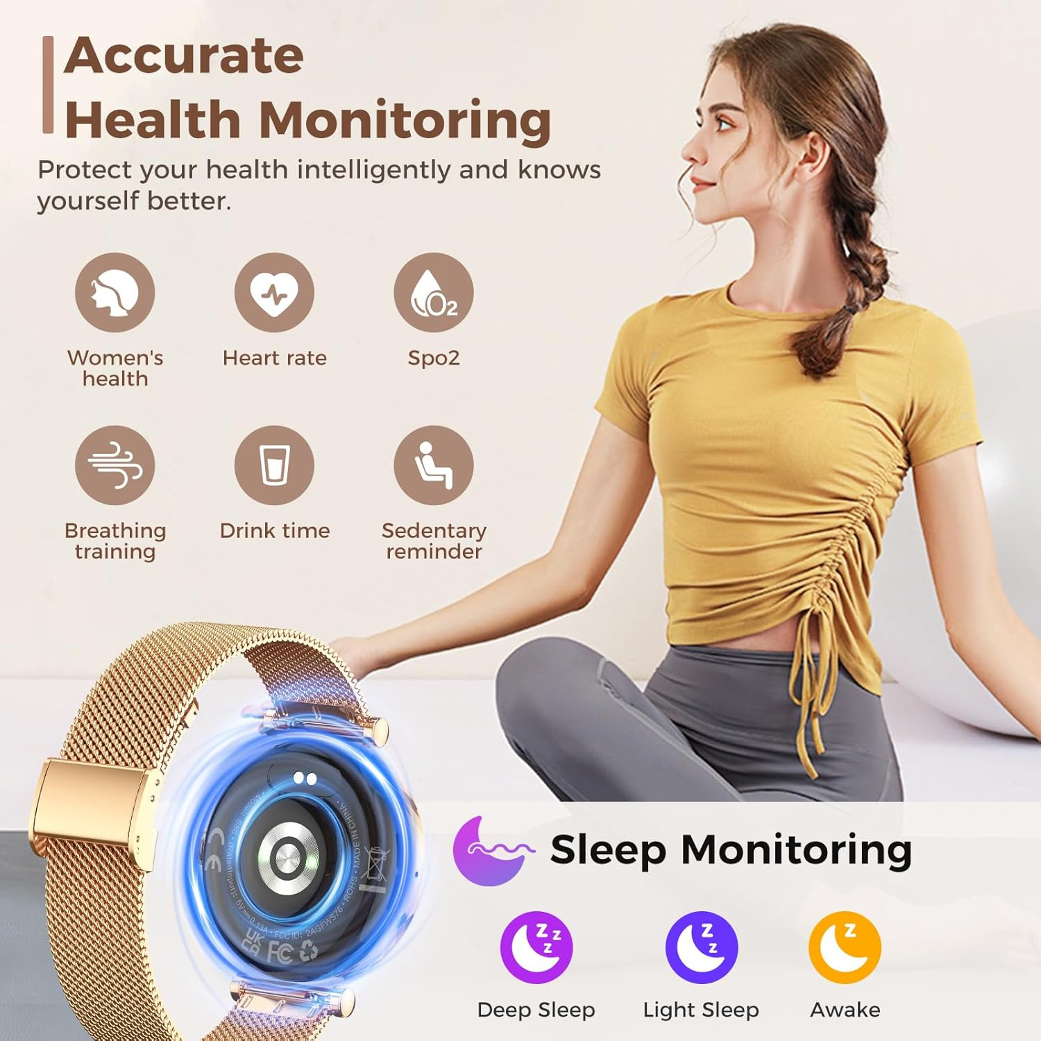 Smart Watch for Women, HD AMOLED Display Fitness Tracker Bluetooth Make/Answe…