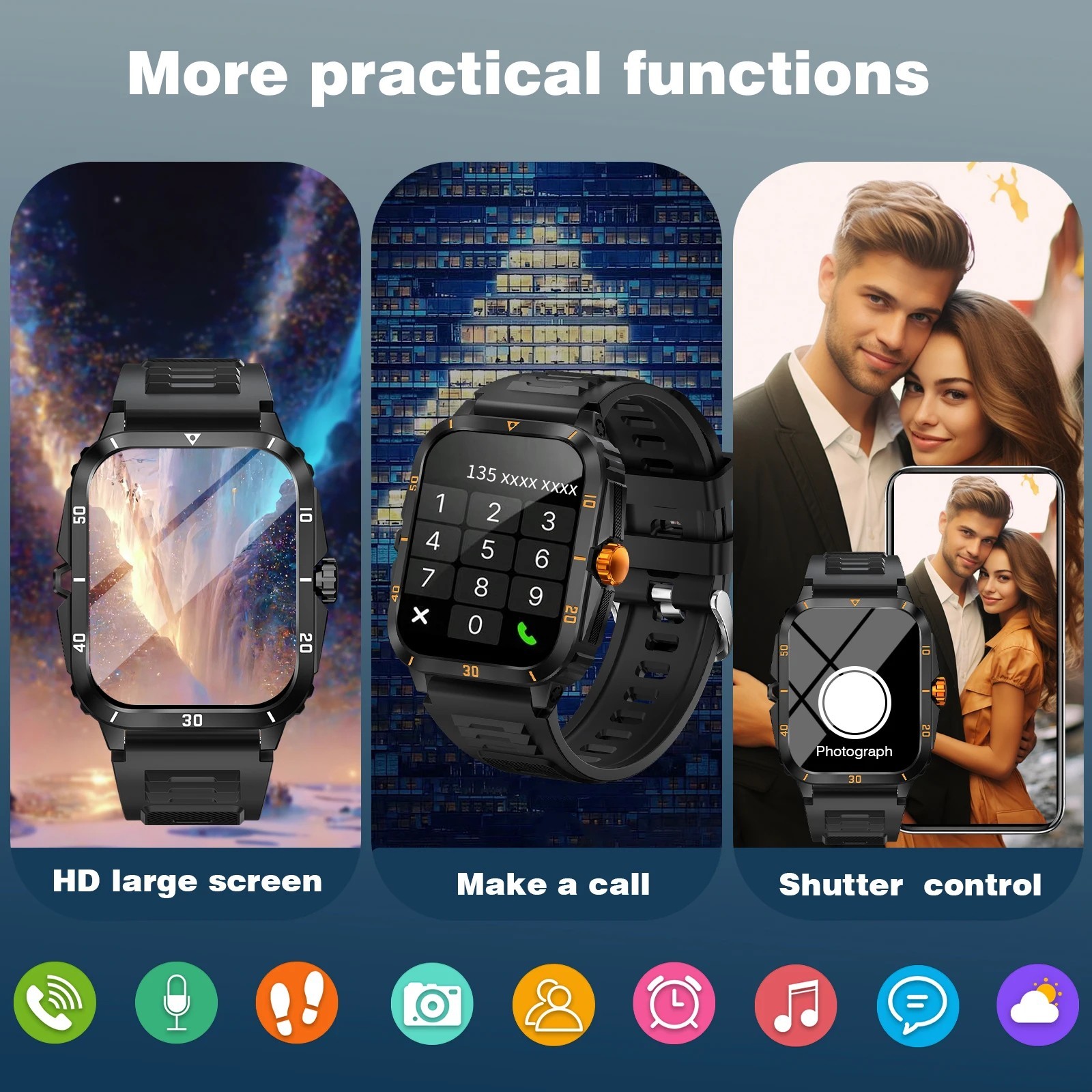 1.96″ Smartwatch HD Full Touch Bluetooth Watch Fitness Tracker Gym Fitness Gift