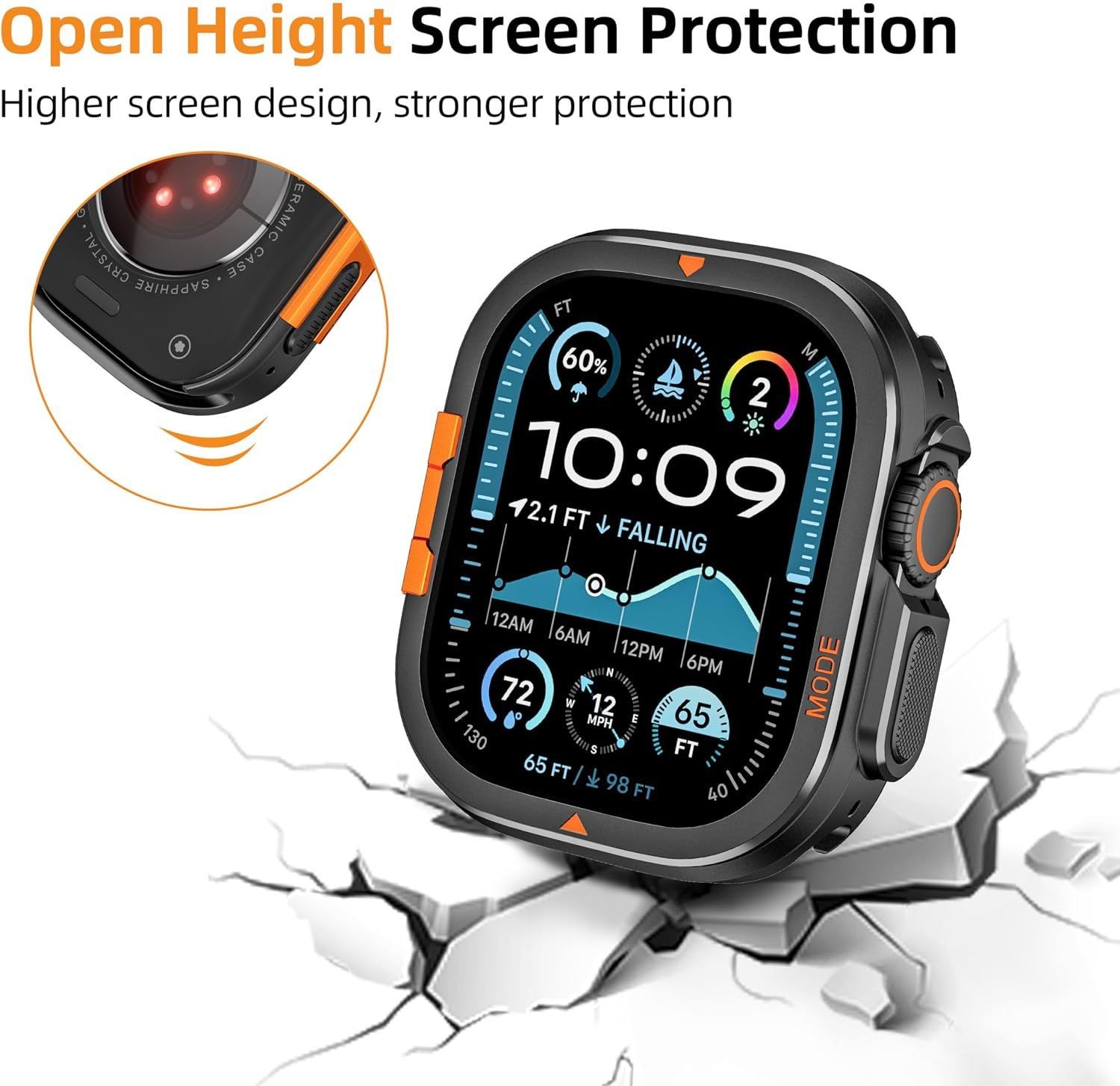Rugged Metal Case for Apple Watch Ultra 49mm 2 in 1 Protective Bumper Cover