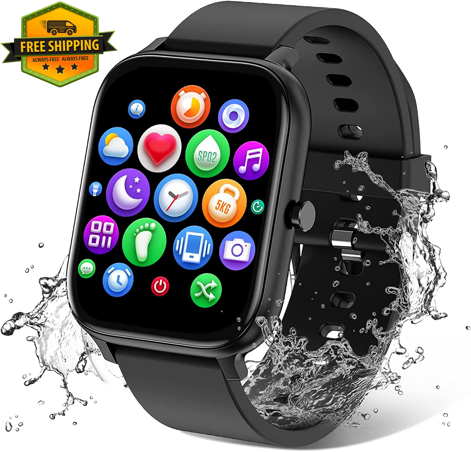 Smart Watch Bluetooth Fitness Tracker 1.69″ IP68 Heart Rate Android iPhone