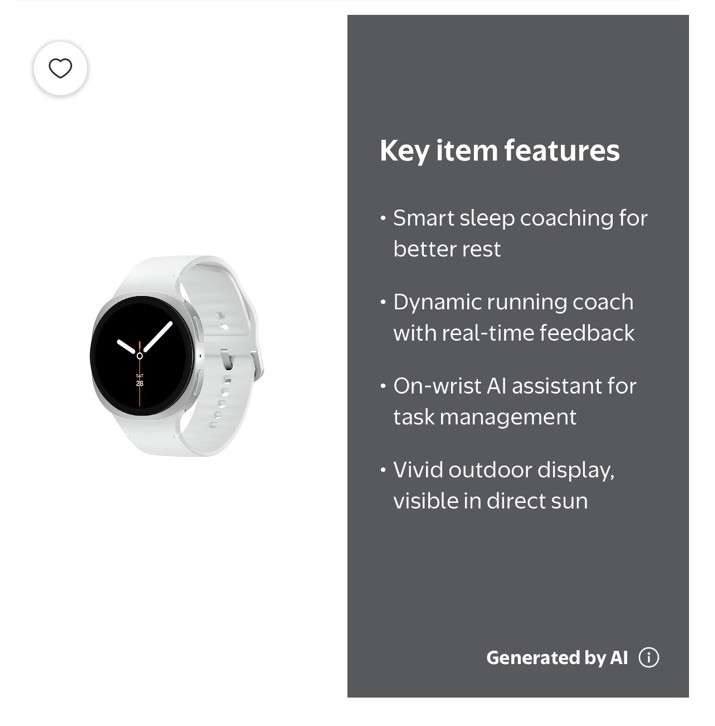 New , Samsung Galaxy Watch8 44mm Bluetooth Smart Watch, Silver, White Band