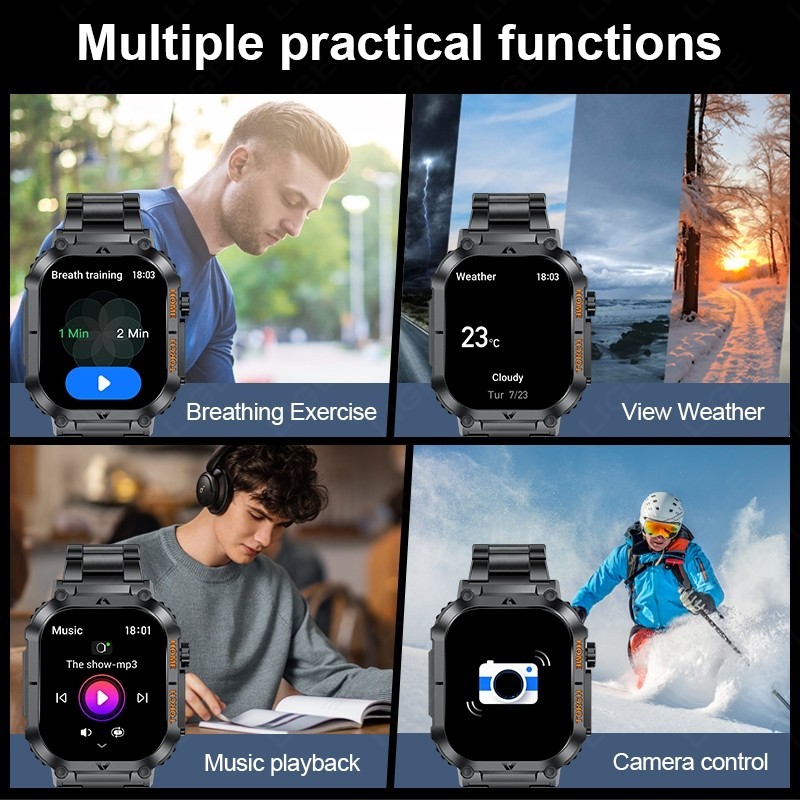 🔥Military Smart Watch for Men(Call Receive/Dial)Rugged Tactical Fitness Tracker