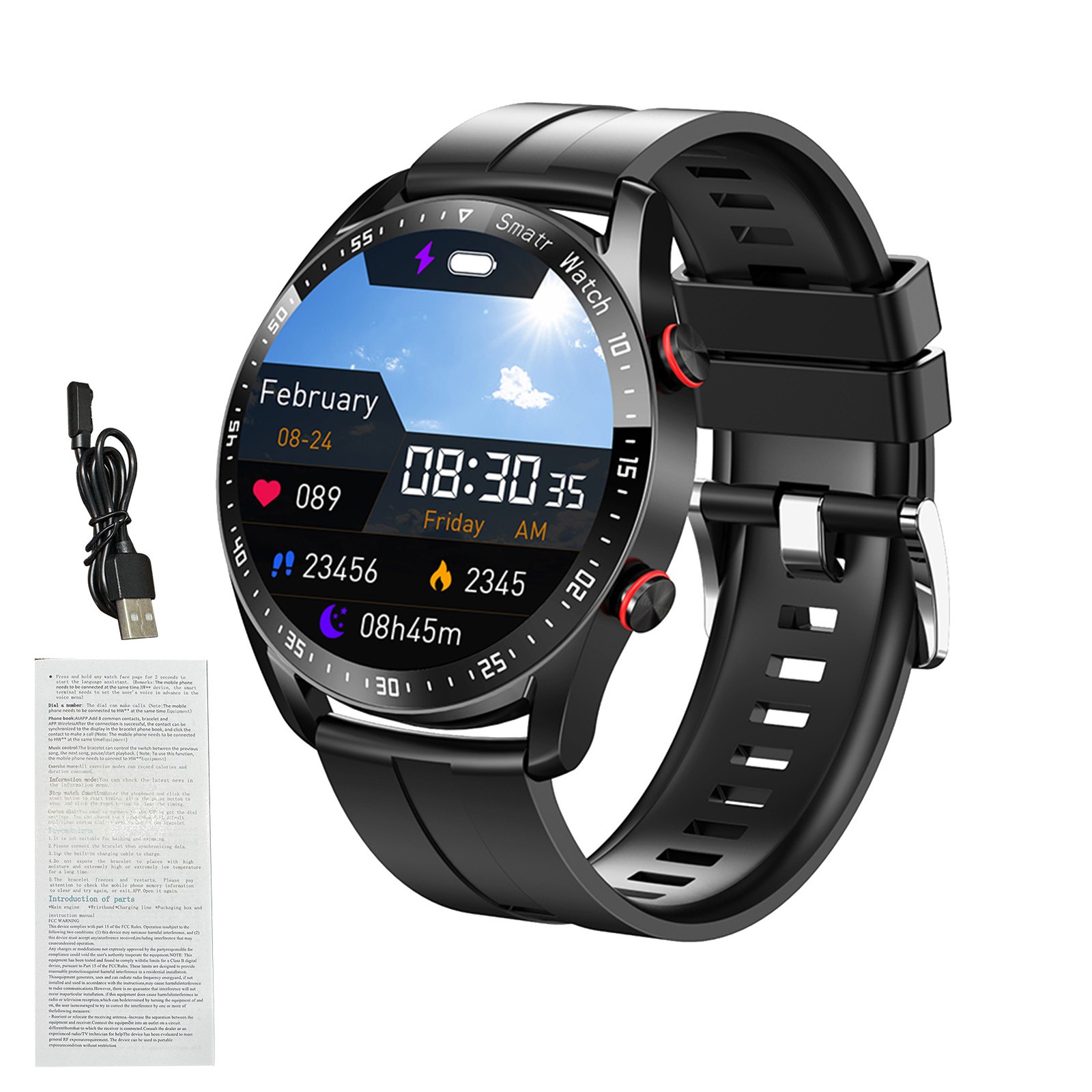 Smart Sports Watch With 1.52 Inch Screen BT Call Health Monitoring Multi-Sp AUNC