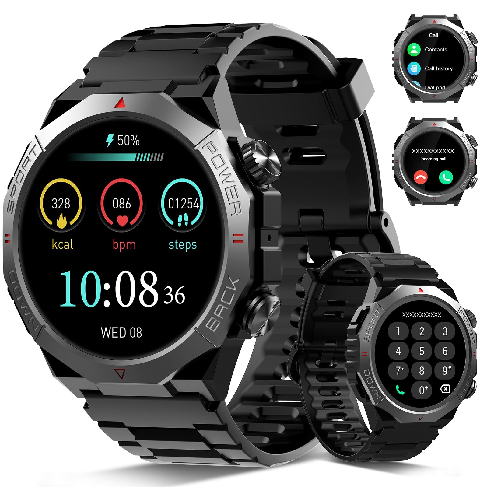 Military Smart Watches for Men (Answer/Make Calls), 1.39″ HD Fitness Watches,