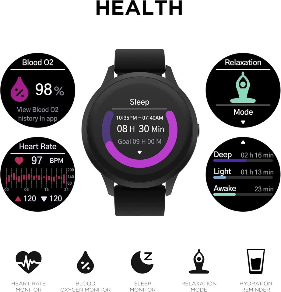 Itouch Sport 4 Unisex Adult Black Smart Watch TP4R01-G02