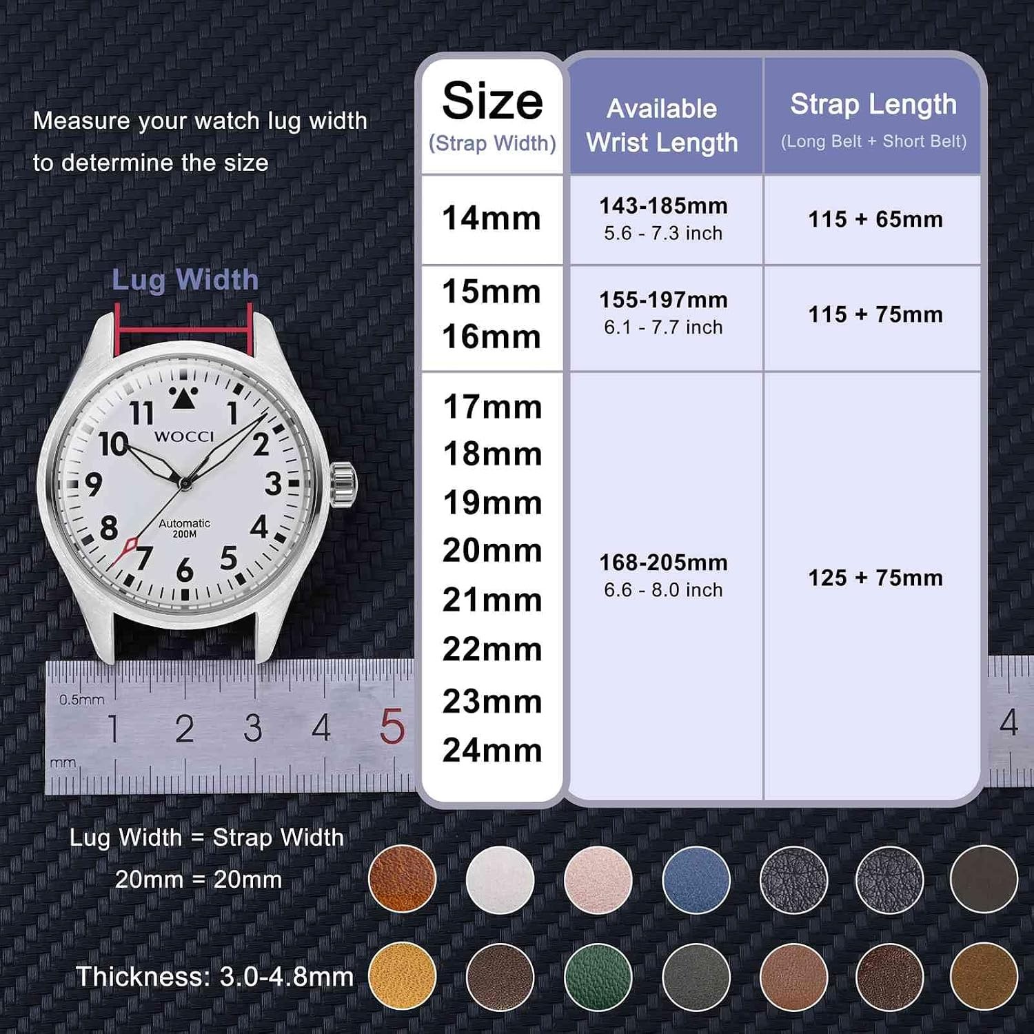 Case For 18mm Leather Watch Band with Gold Buckle for Men and Women