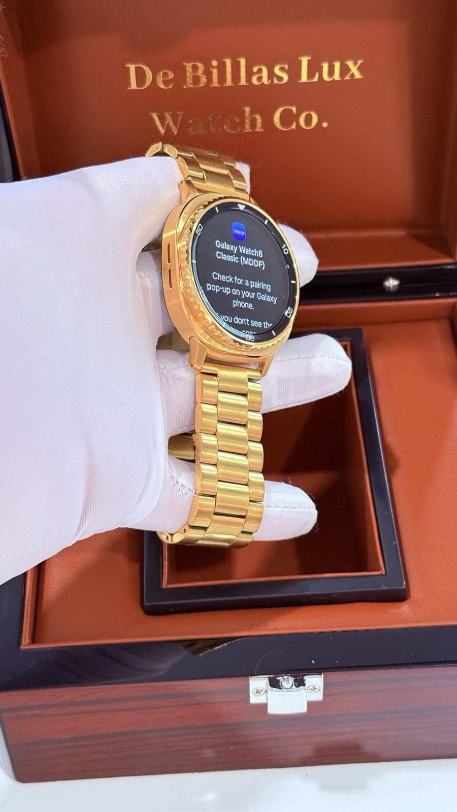 Custom 24k Gold Plated Samsung Galaxy Watch 8 Classic Gold Band GPS LTE 46mm