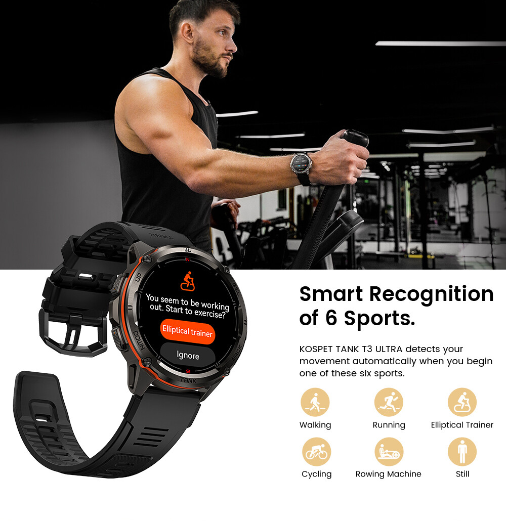AMAZTIM TANK T3 Ultra GPS Smart Watch Men Waterproof 470mAh 60 Day Long Battery