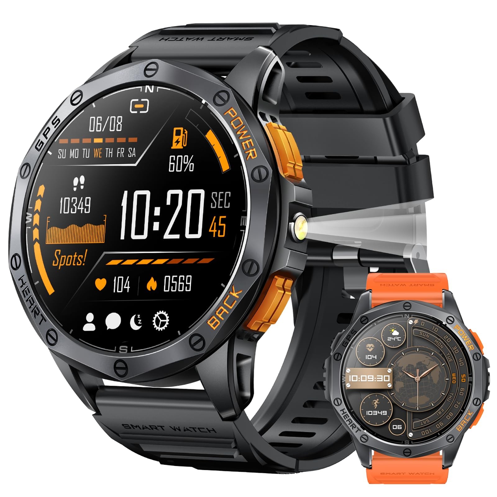 Military Smart Watches Built-in GPS, 170+ Sport Modes for Men with Flashlight…