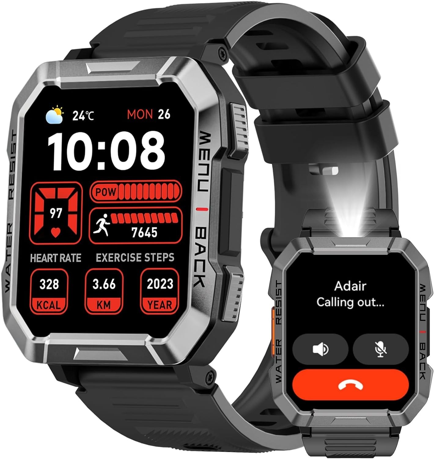 Military Smart Watch for Men(Call Receive/Dial)Rugged Tactical Fitness Tracker