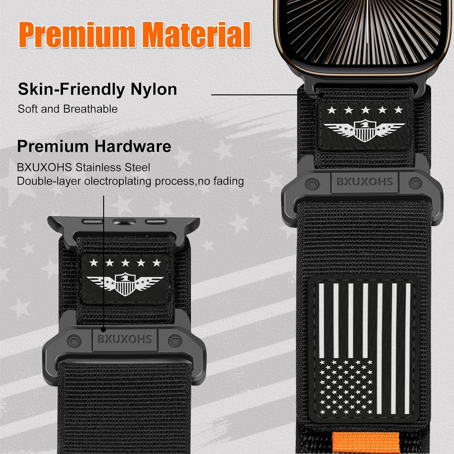 Woven Nylon Strap Compatible with Apple Watch Ultra 49mm, Series 3 42mm