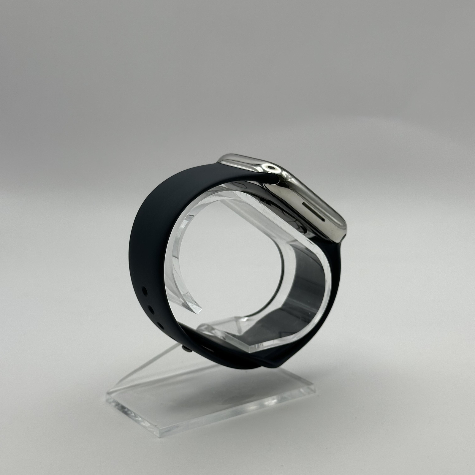 Apple Watch (Series 7) 45mm Silver Stainless w/ Midnight Sport (LTE) – Excellent