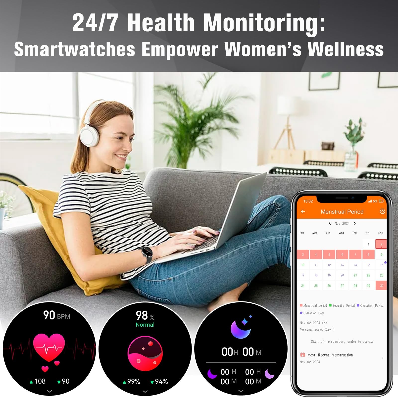 for Men Women,1.39″ HD Fitness Watch, IP68 Waterproof Watch with Heart Rate//…