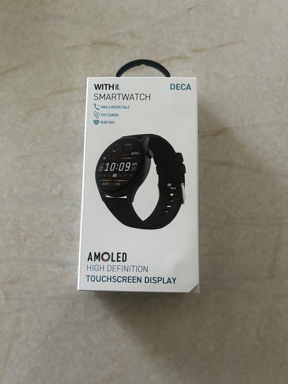(Unopened) WITHit Smartwatch Black Touchscreen AMOLED high definition Display