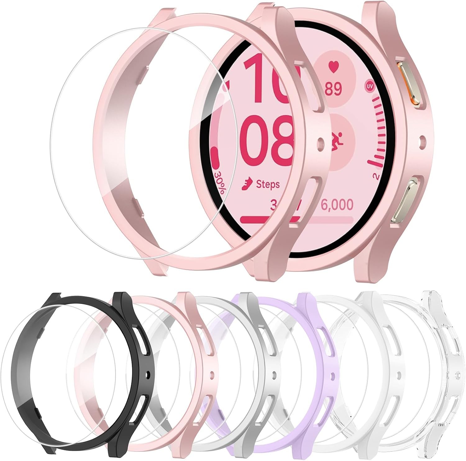 6+6 Pack Screen Protector Case for Samsung Galaxy Watch 5 40mm HD Anti-Fog