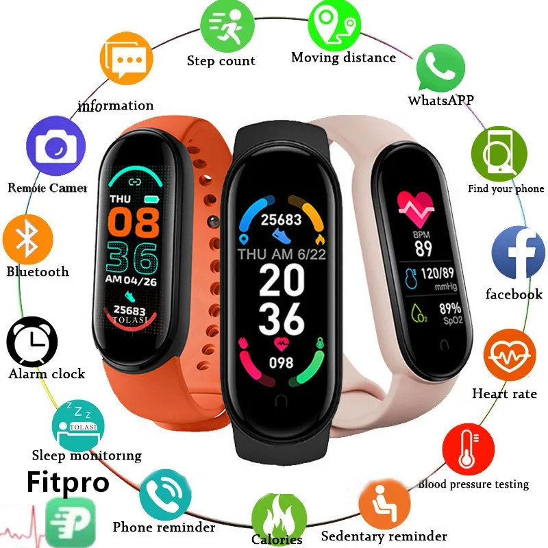 M6 Smart Watch Fitness Bracelet Heart Rate Monitor Sports Band Tracker