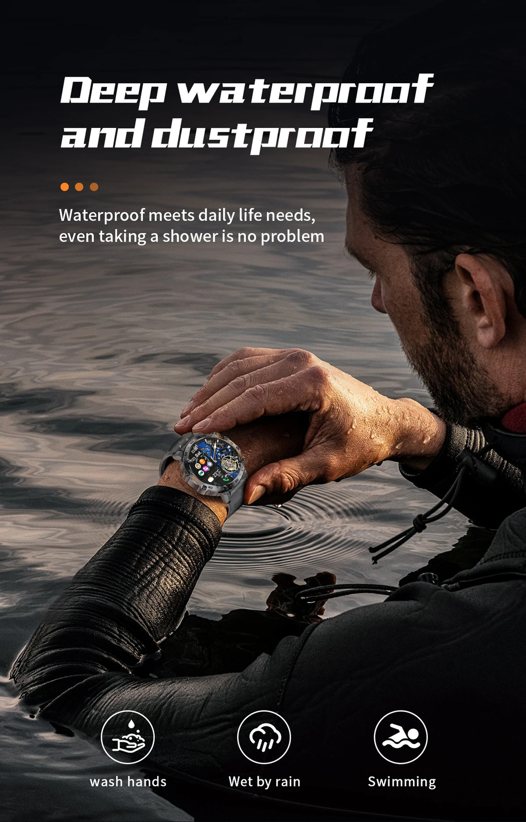 LIGE Smart Watch Men 360*360 AMOLED HD Screen Waterproof Sport Fitness Watches