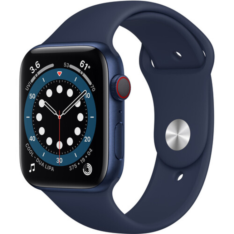 Apple Watch Series 6 44mm GPS Cellular Blue Case Deep Navy Band Refurb Very