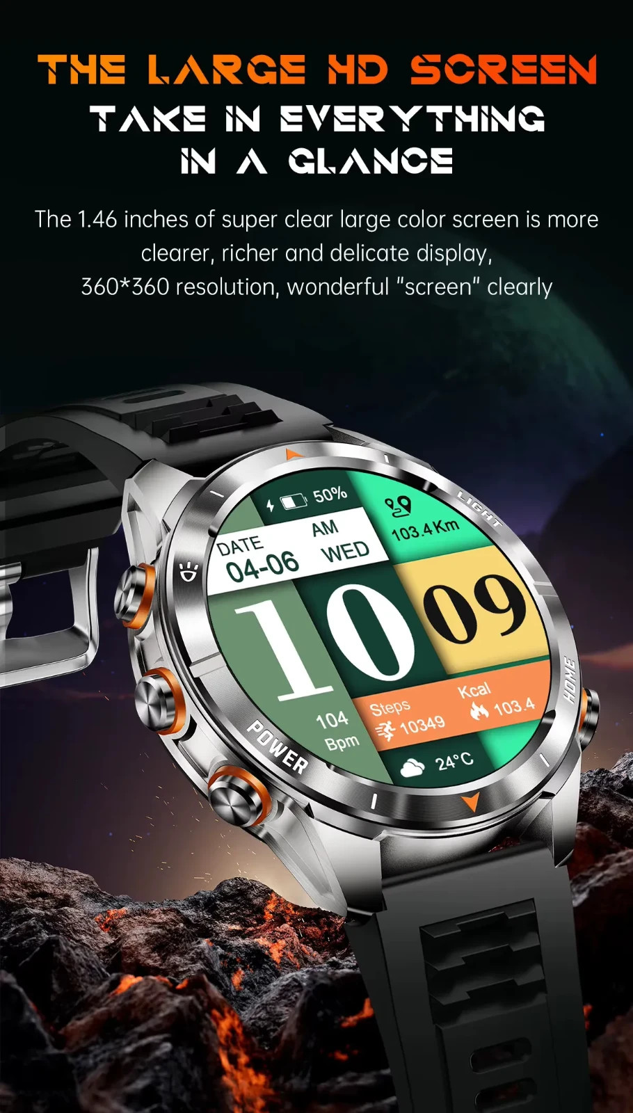 Smart Watch 1.46″ HD Military Style Xmas Gift Call Tracker Sport Fitness 515mAh