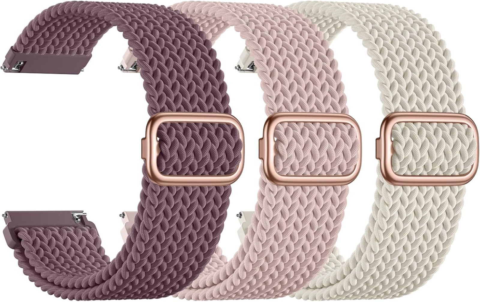 SNBLK 3 Pack 18mm 20mm 22mm Braided Watch Band Compatible with Garmin Vivoactive