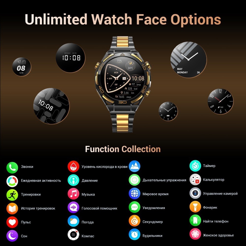 Tactical Military Smart Watch Men GPS 1.43″ Touch Screen 20-Day 5ATM Waterproof