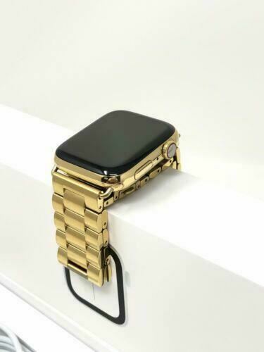 24K Gold Plated 44MM Apple Watch SERIES 4 With Gold Links Band