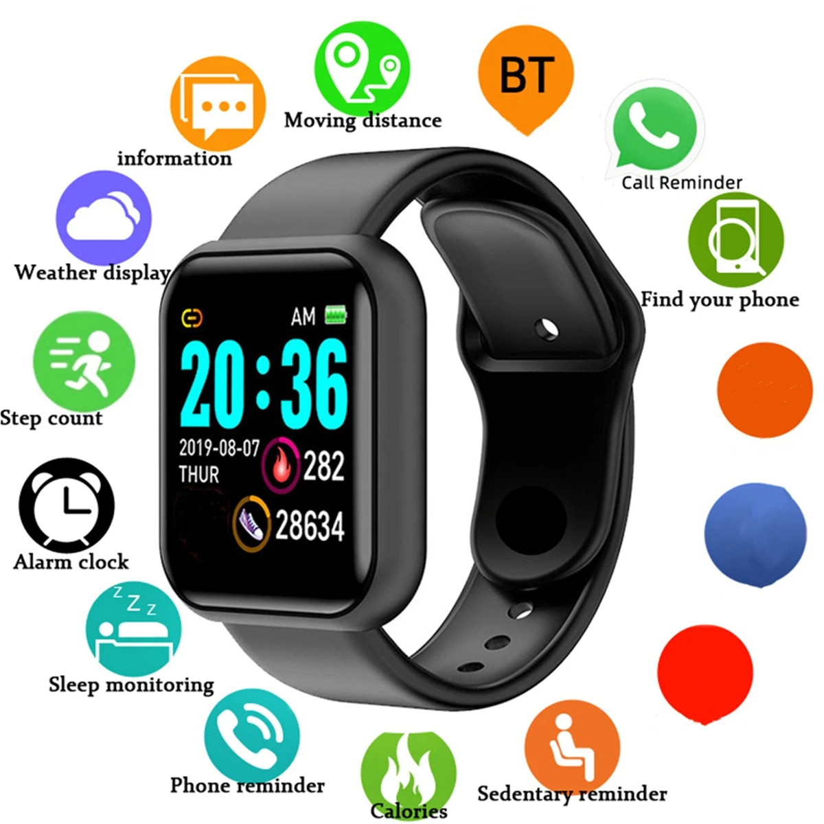 Smart Watch For Women Men Wristwatch Bluetooth Connected Phone Player Music