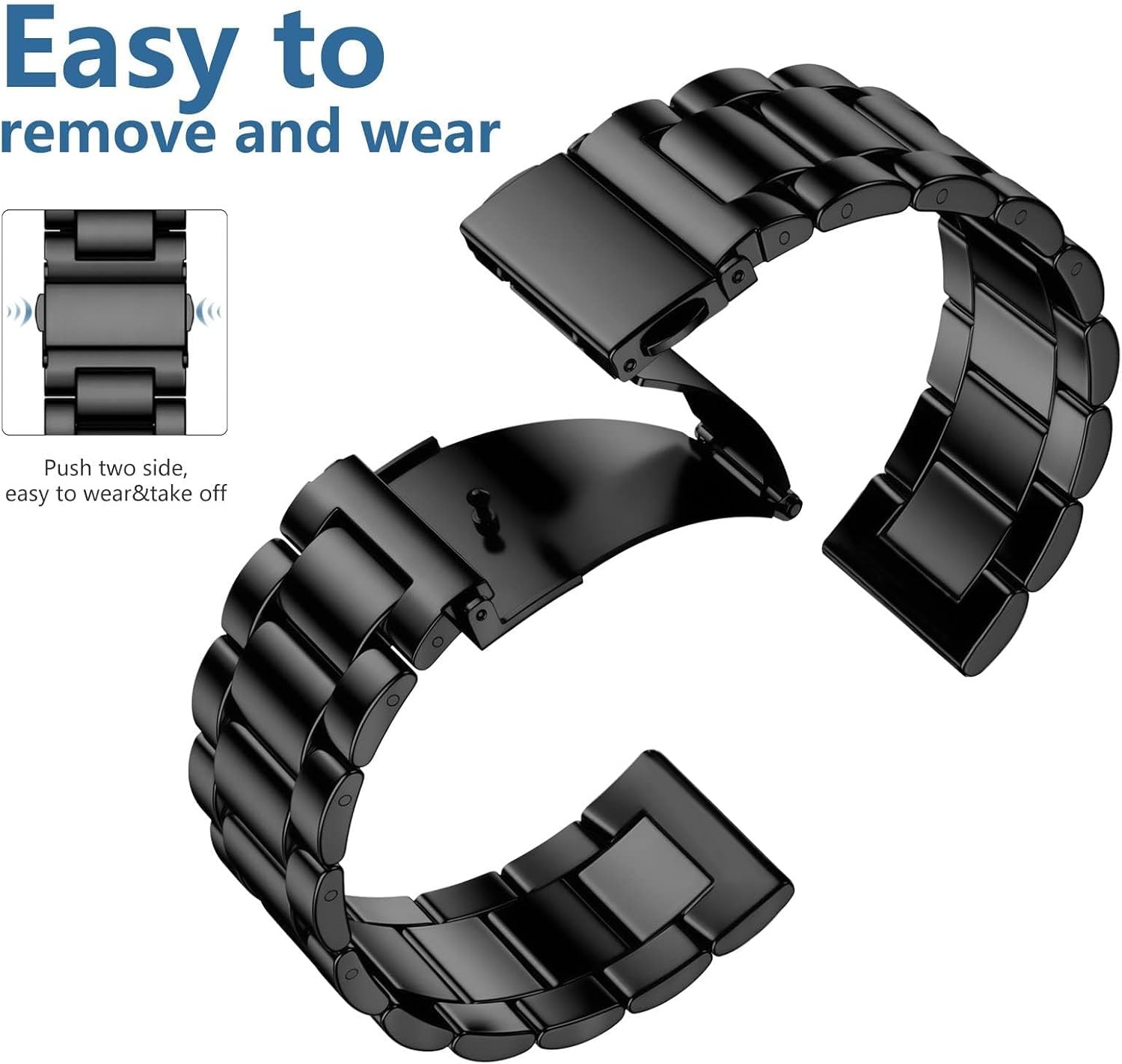 22mm Metal Watch Band for Amazfit Bip 6/GTR 4/GTR 3 Pro, Stainless Steel Strap