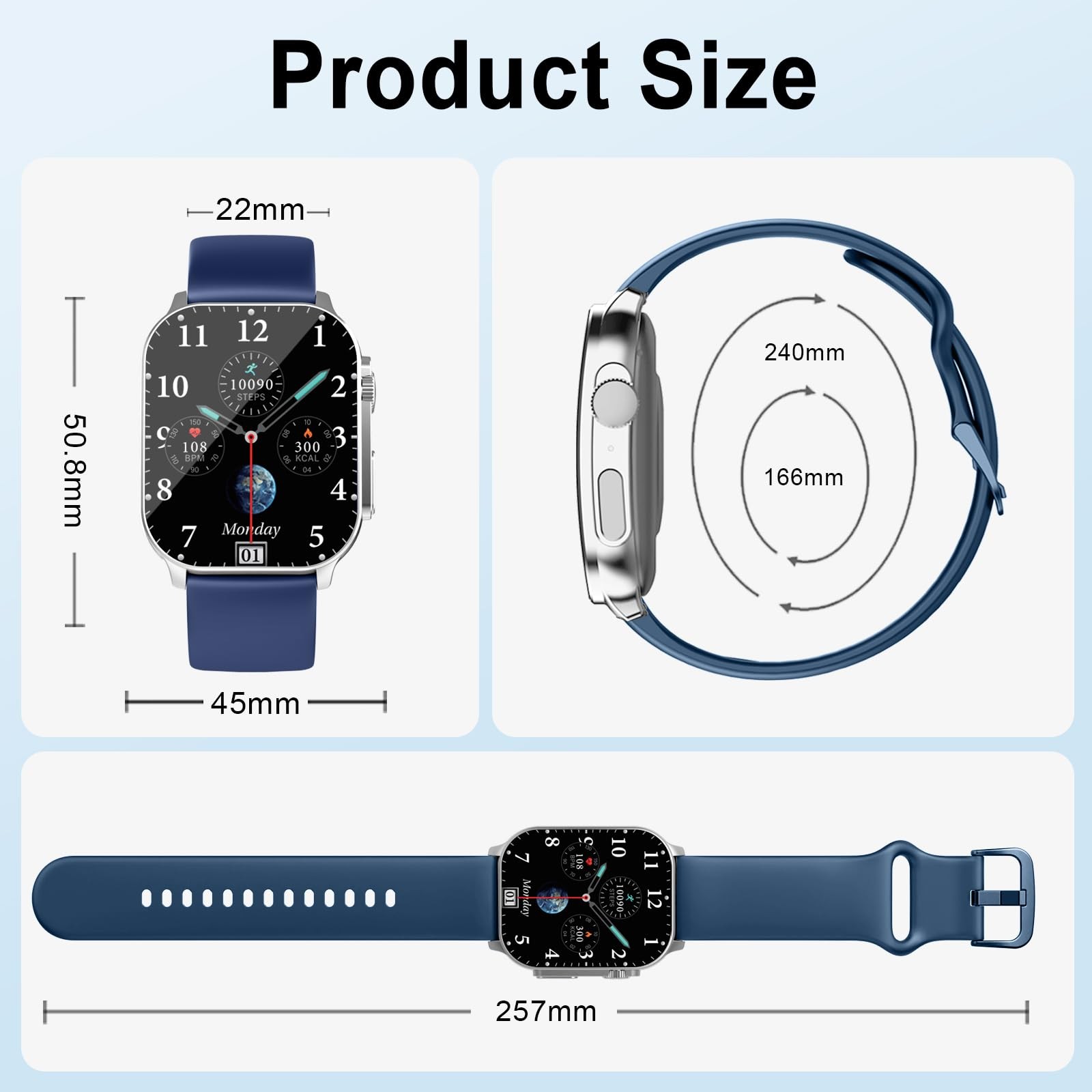 Smart Watch, 2.01″ AMOLED Curved Touchscreen Fitness Watch, IP68 Waterproof, …