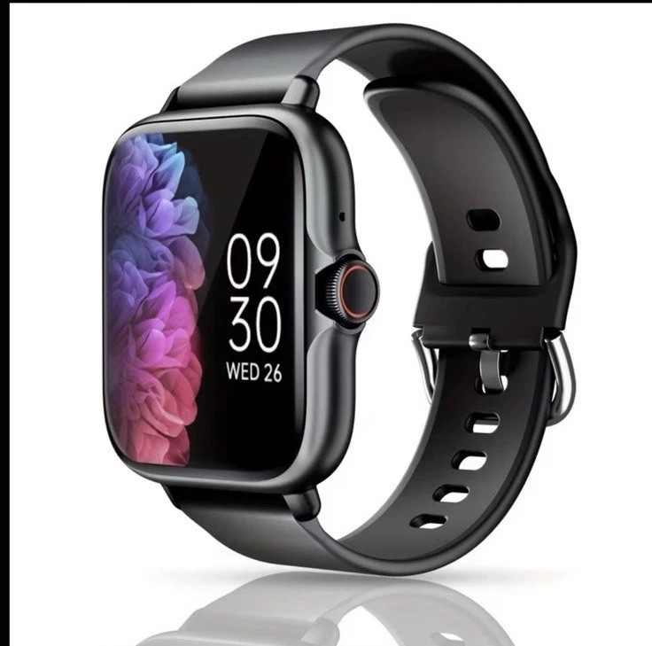 Smartwatch Touchscreen w/ Wireless Call/Answer, Black Silicone Band, 45mm