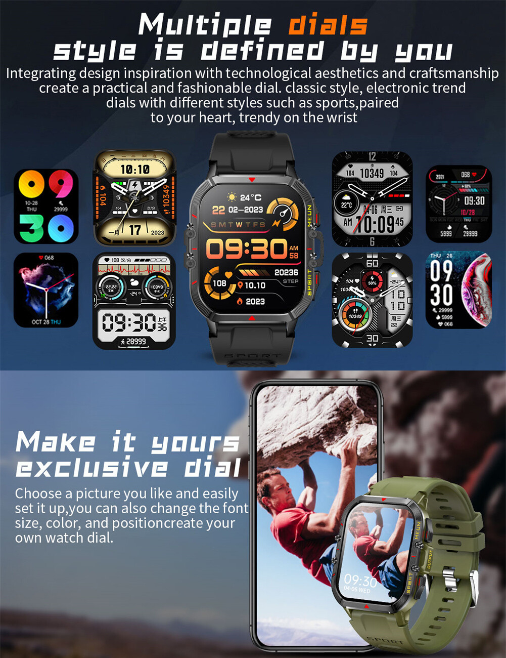 Smart Watch Men Bluetooth Call 1.96 inch Touchscreen Activity Fitness Tracker