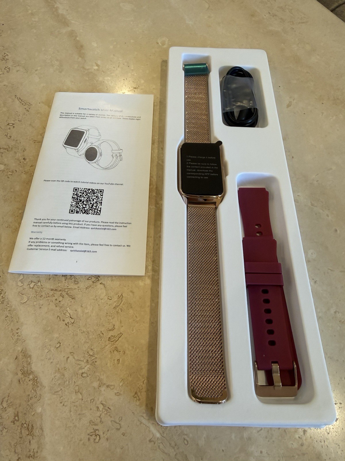 Smart Watch P121 Fitness Tracker Heart Rate Monitor Rose Gold Metal Mesh Band