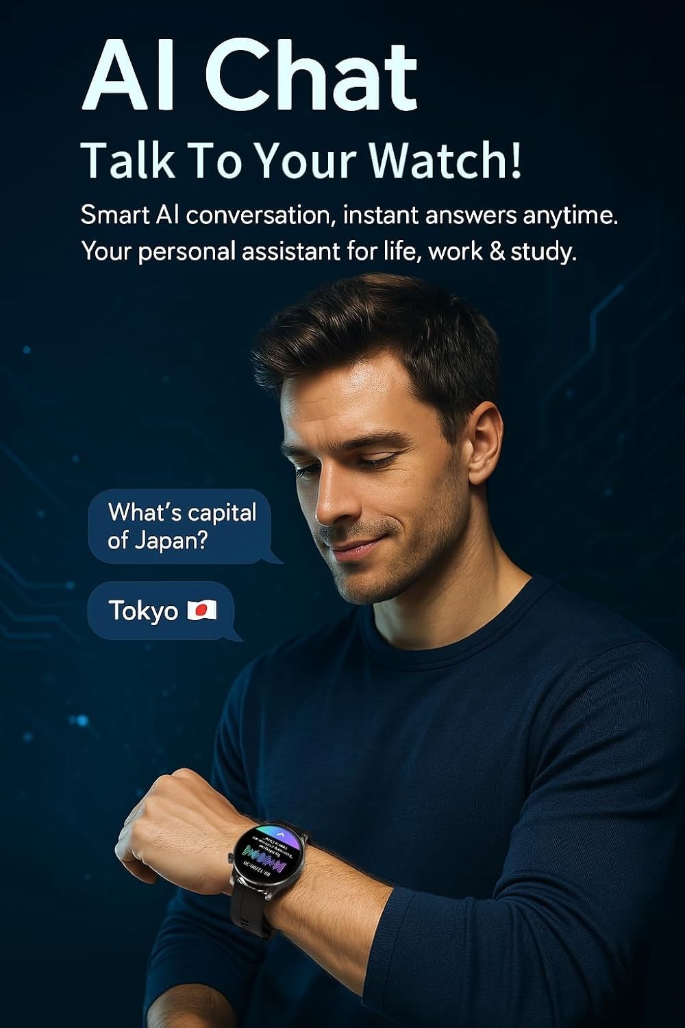 Stylish AI Chat Smartwatch – 100+ Sports Modes & Health Monitoring Features