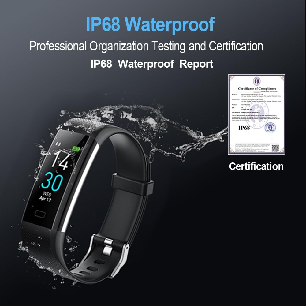 Fitness Tracker with Heart Rate Monitor, Activity Sleep & Temperature IP68 Wa…