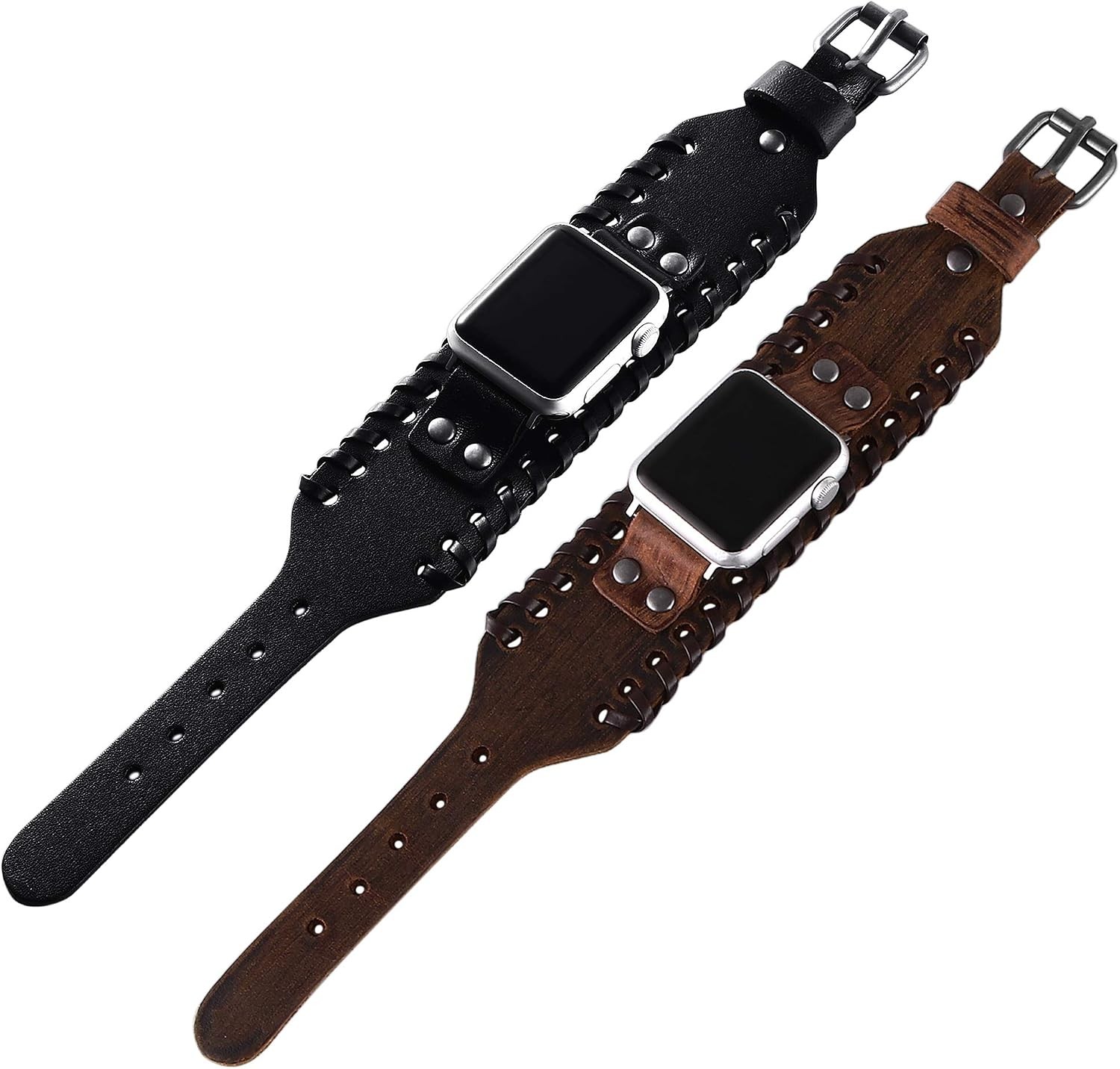 Wide Cuff Leather Band for Apple Watch Ultra 38mm 40mm 41mm 42mm 44mm 45mm 49mm