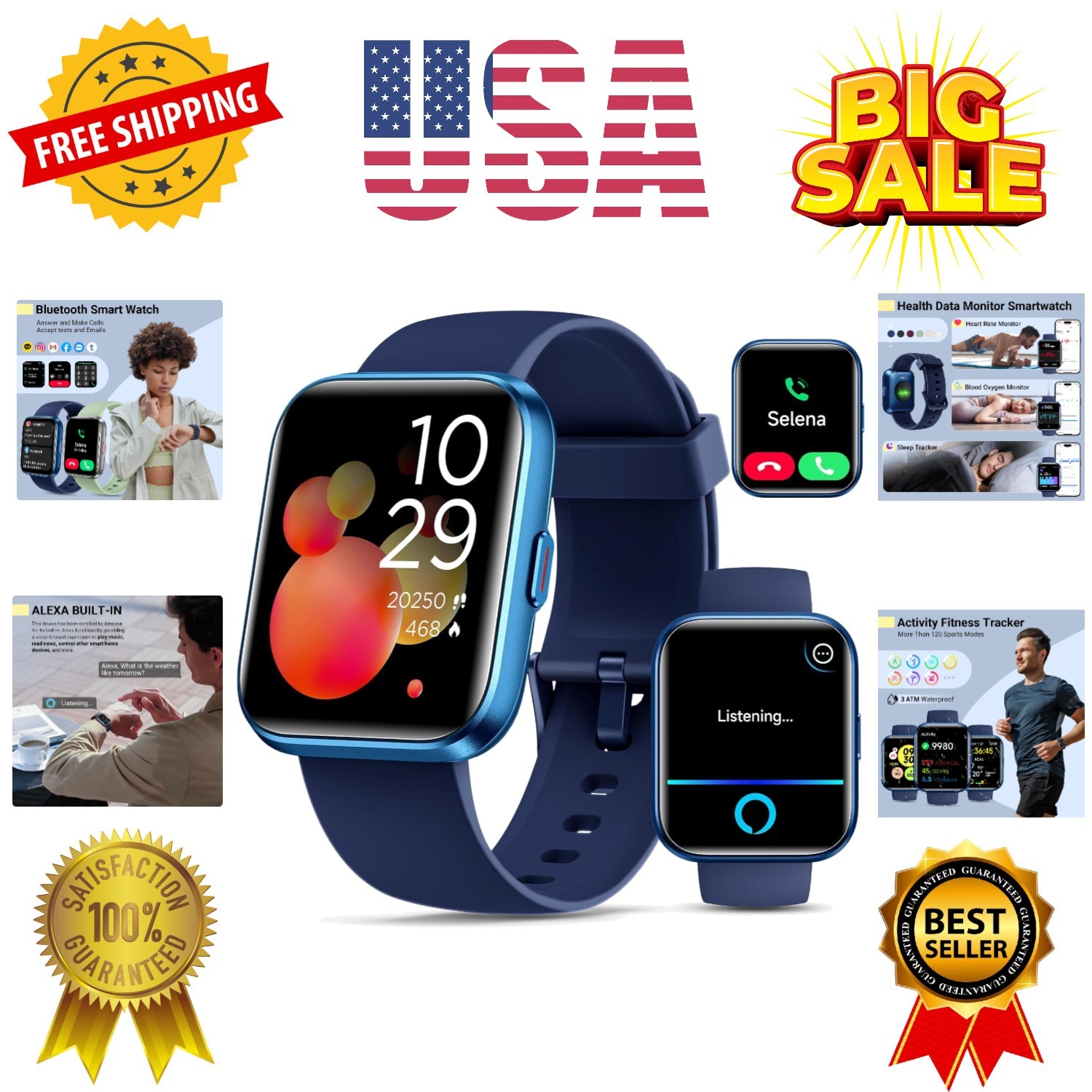 Smartwatch for Women/Men, Compatible with Android & iPhone, 1.8” Fitness Tra…