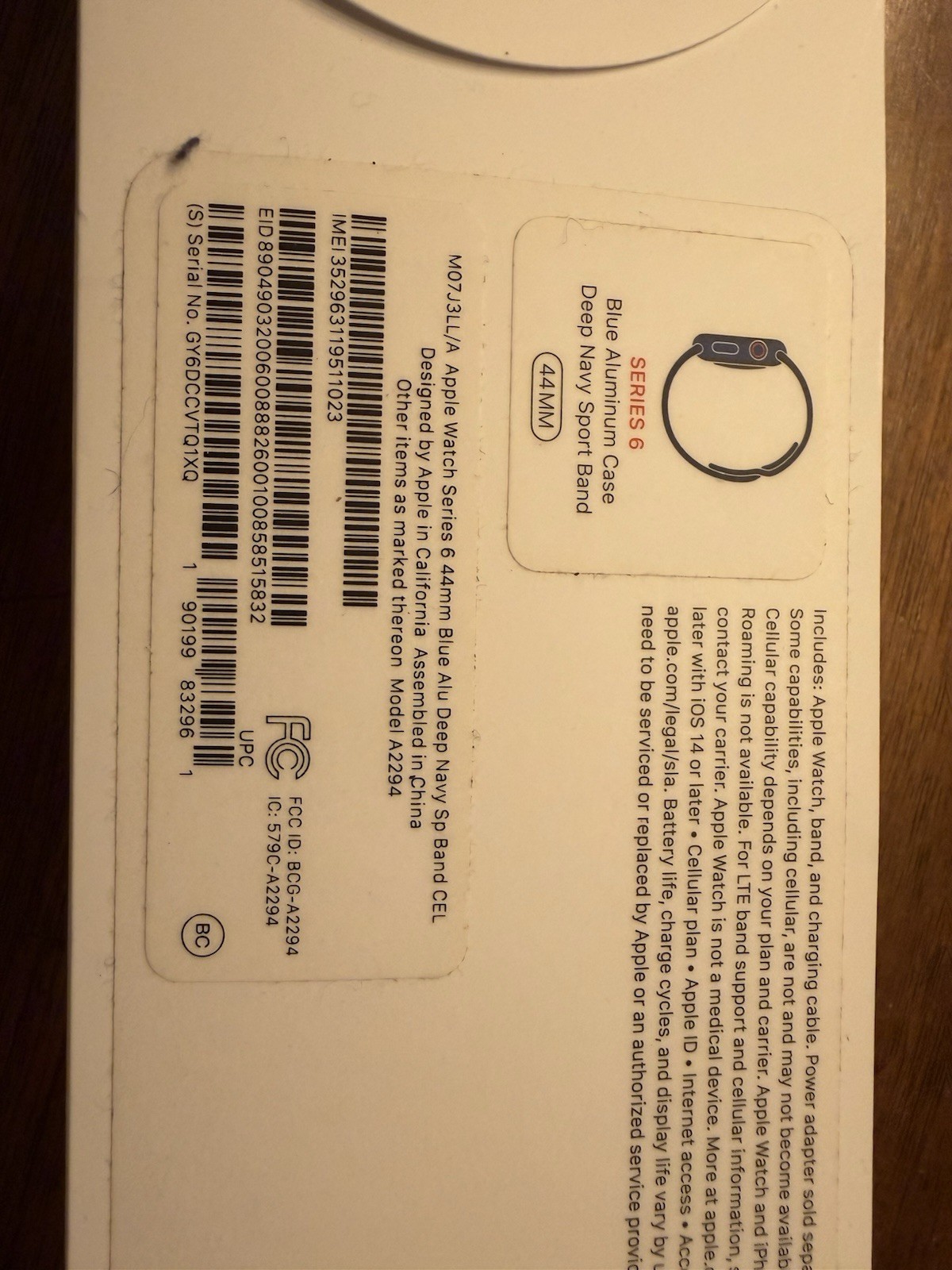 Apple Watch Series 6 44mm GPS Unlocked 32GB Blue Aluminum Case Tan Band
