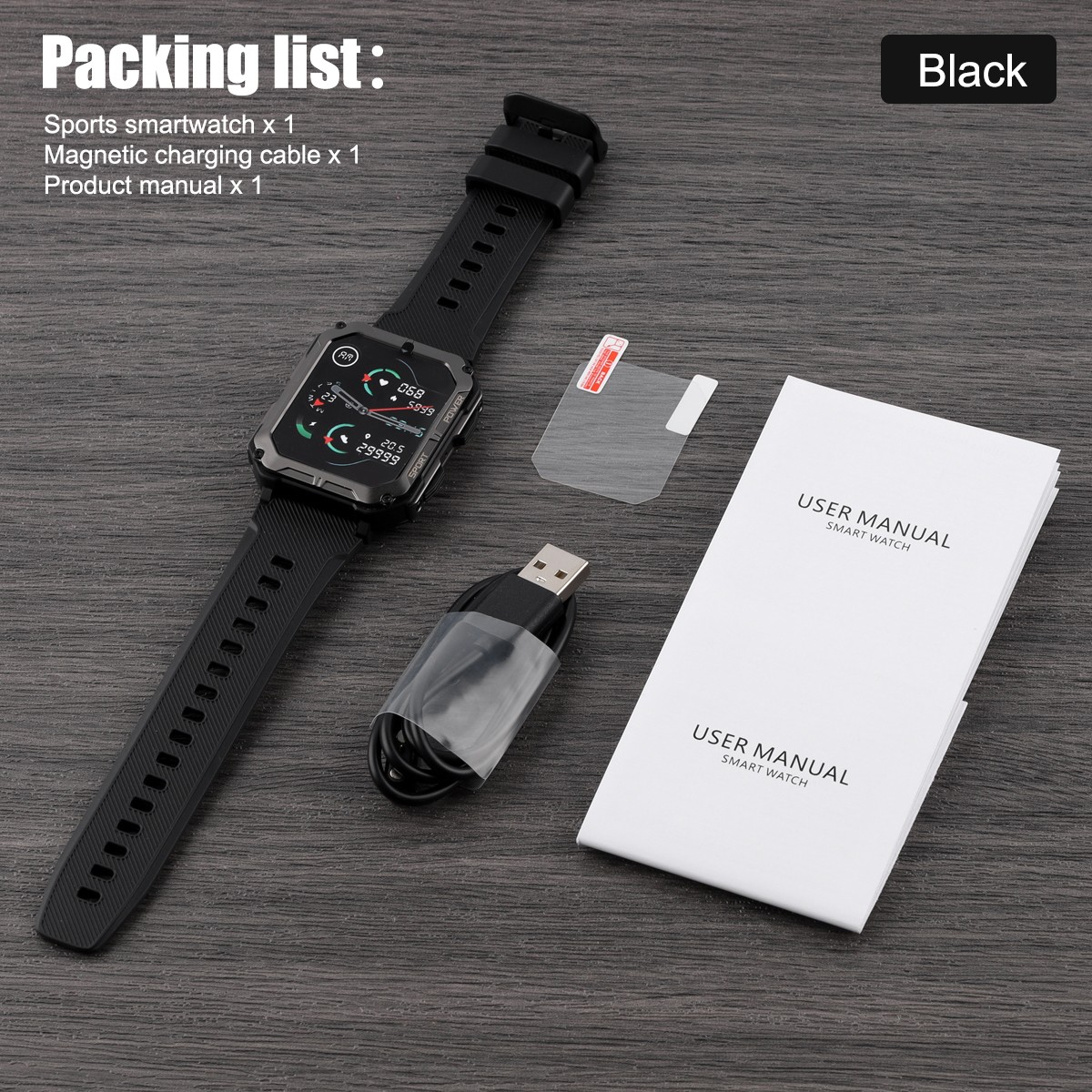 C20 Pro Outdoor Military Smart Watch 1.83″ HD Bluetooth Call IP68 2-Week Battery