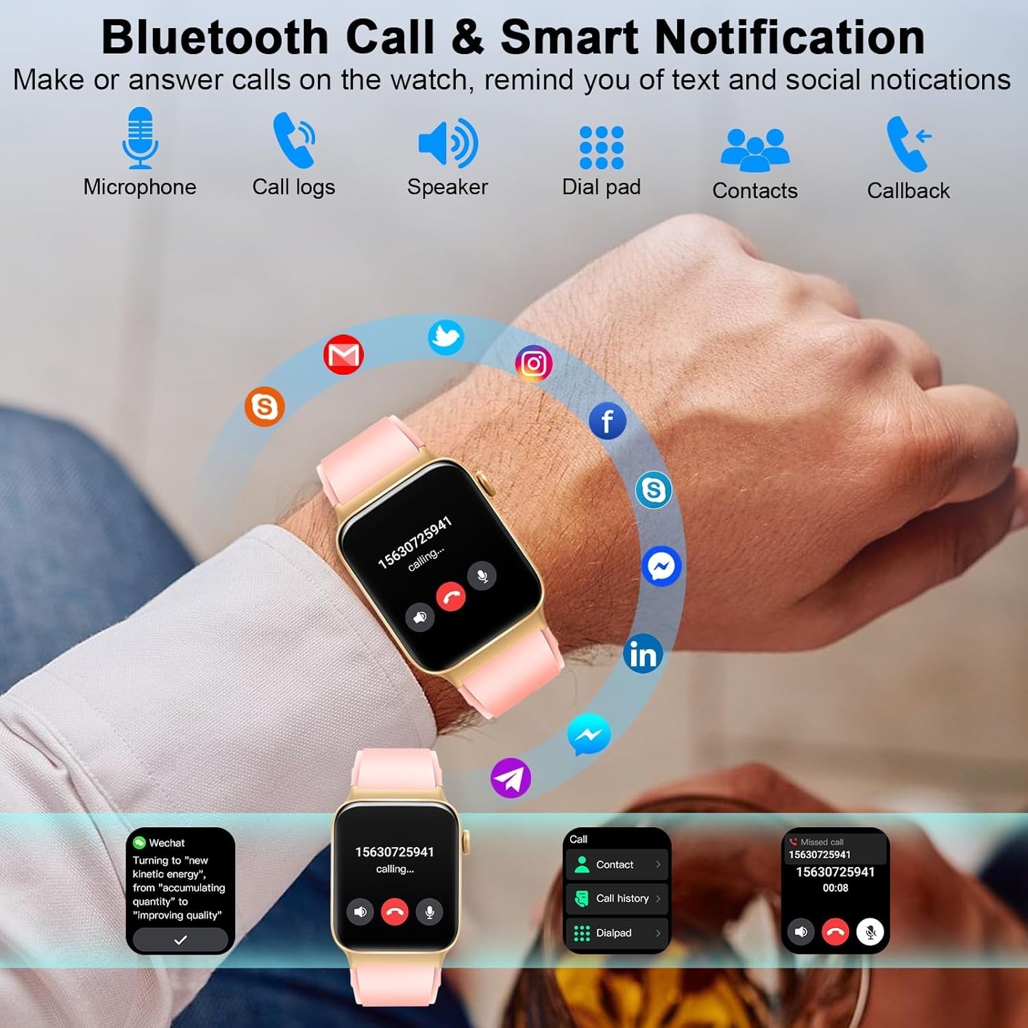 Women’s Smart Watch Bluetooth SmartWatch For Apple iPhone iOS and Android