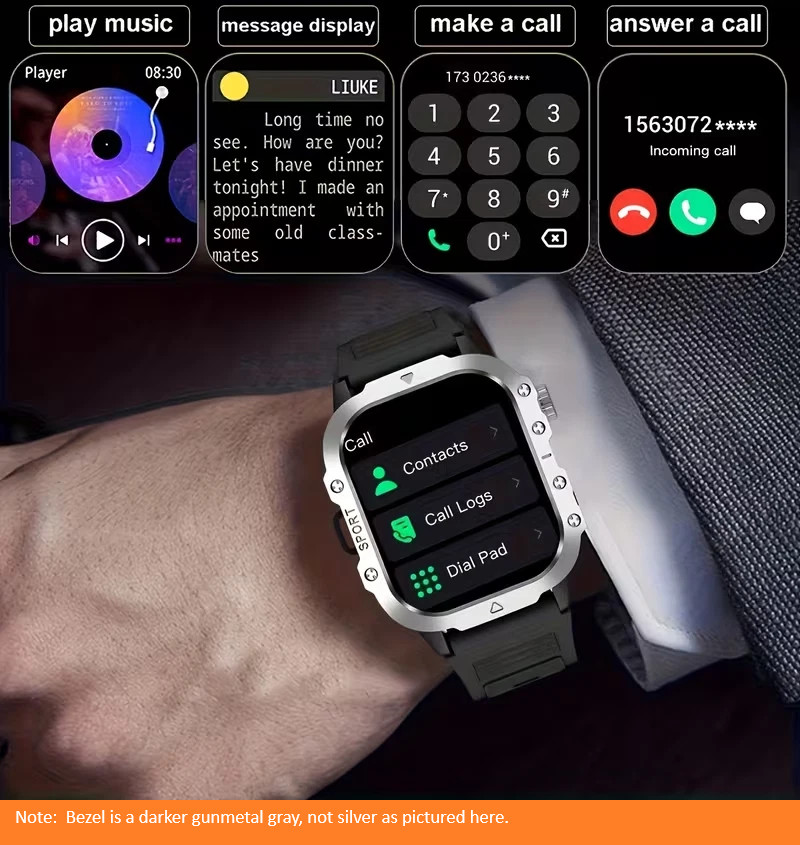 🔥 Military Rugged 2.01-inch Large Screen LED Flashlight Smart watch Android iOS