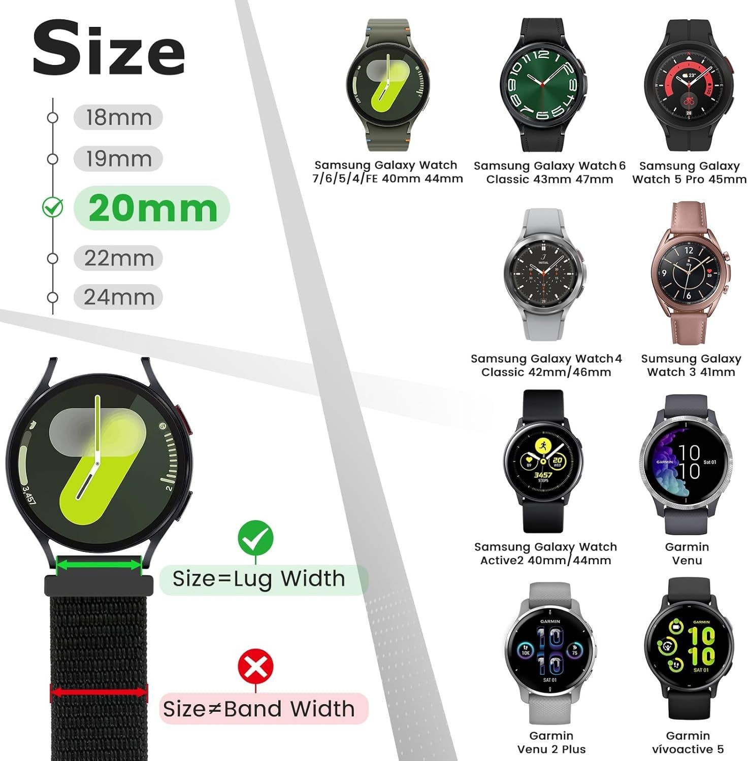 20mm Quick Release Nylon Strap in Pink Sand & Rainbow for Samsung Galaxy Watch 4