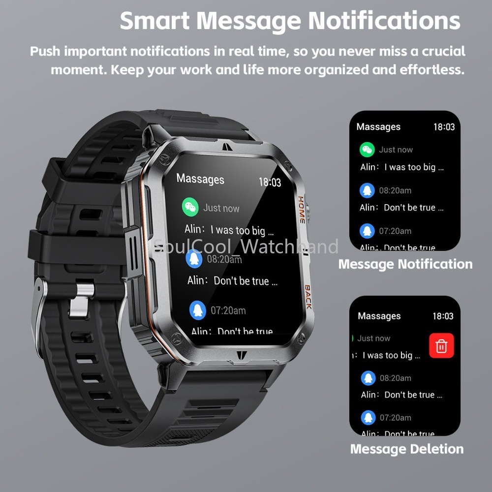 Military Smart Watch For Men (Answer/Make Call) Sport Fitness 1000mAh Waterproof