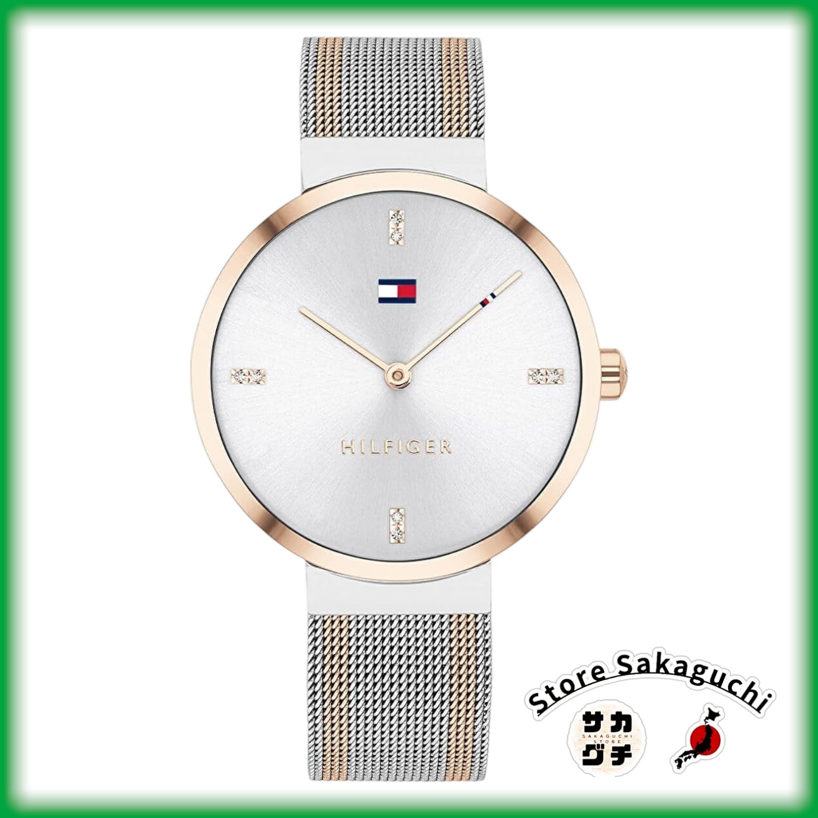 Tommy Hilfiger Liberty Women’s Watch 1782221 Mesh Bracelet Silver Dial Rose Gold