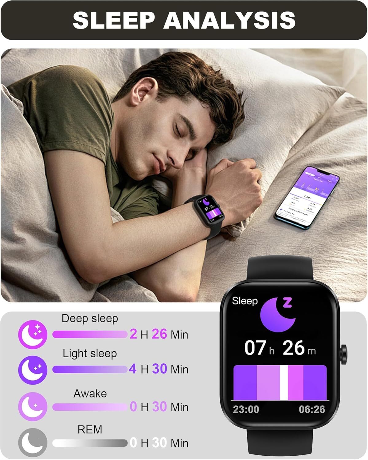 Smart Watch for Men Women(Answer/Make Call)-1.91″ HD Fitness BLACK