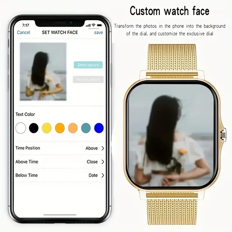 2.01″ HD Smartwatch Bluetooth Call Fitness Tracker Sports DIY Dial Weather