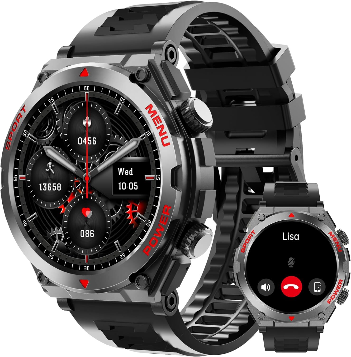 Military Smart Watch for Men 1.52″ HD iPhone and Android Phone Waterproof